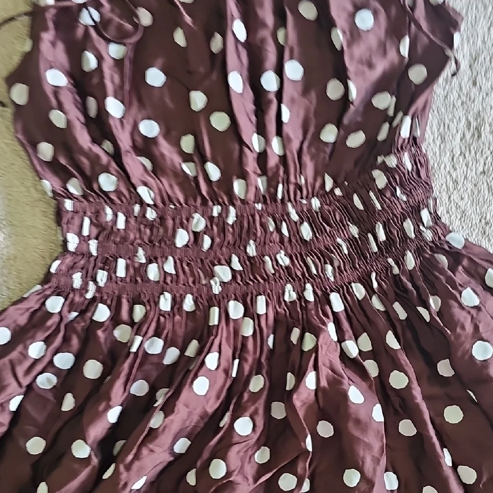 LOFT Brown and White Polka Dot Womens Dress - Picture 4 of 9